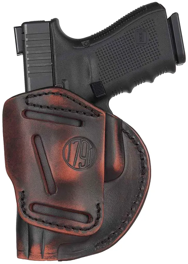 1791 Gunleather 4WH5VTGR 4-Way IWB/OWB Size 05 Vintage Leather Belt Clip - 1791 Gunleather for sale at Smoke Wagon Firearms