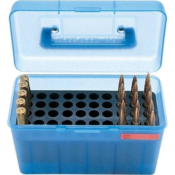 MTM Case-Gard H50RL24 Ammo Box 50rd Clear Blue Polypropylene - MTM Case-Gard - 6 mm Remington