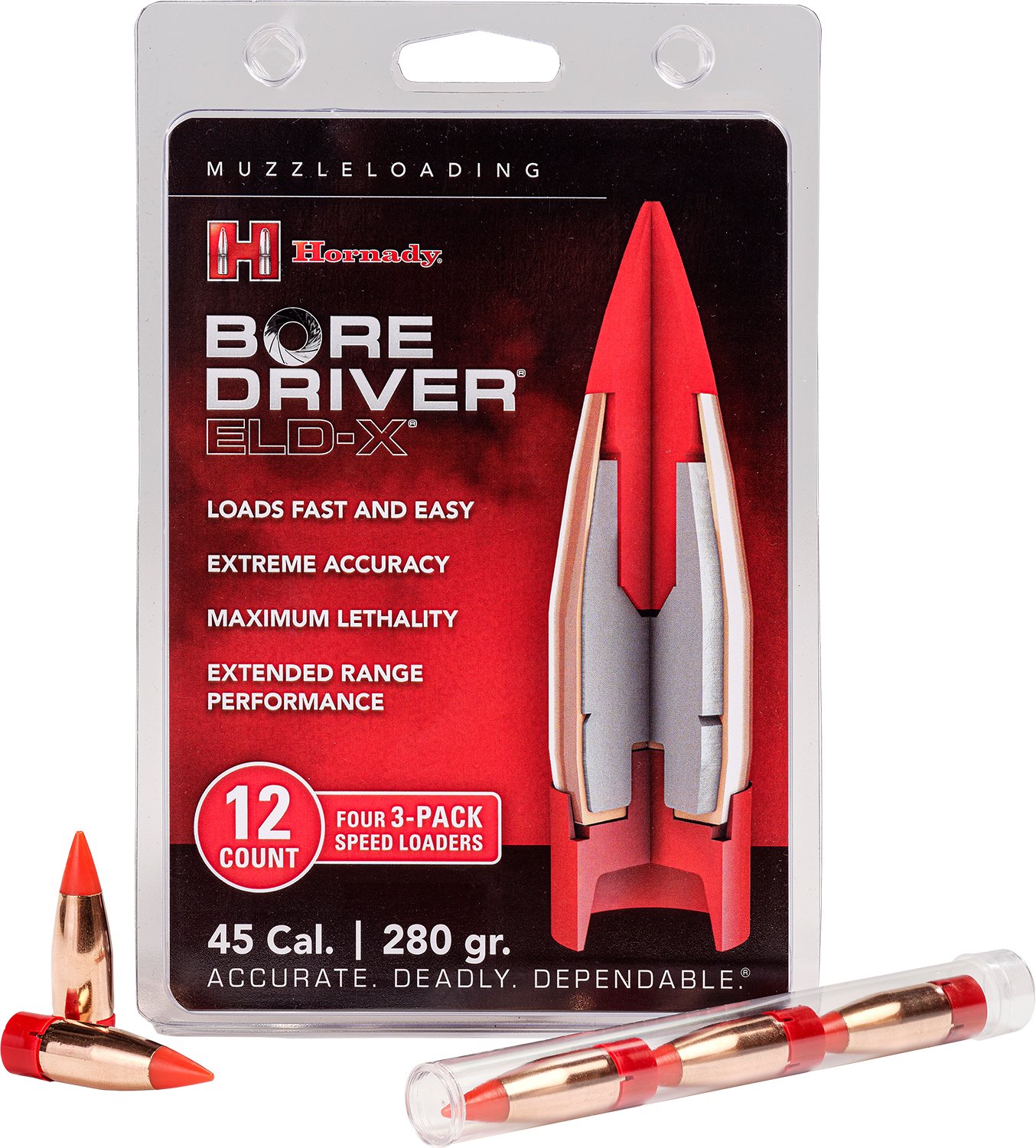 Hornady 67712 280gr ELD-X Muzzleloader Bullets 12-Pack - Hornady - 45 Cal