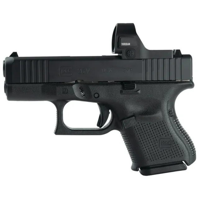 Glock V-Series Model 26 Handgun 9mm Luger 10rd Magazines (3) 3.43 Barrel Black US Made w/Viridian RFX35 Green Dot - Glock Inc. - 9mm