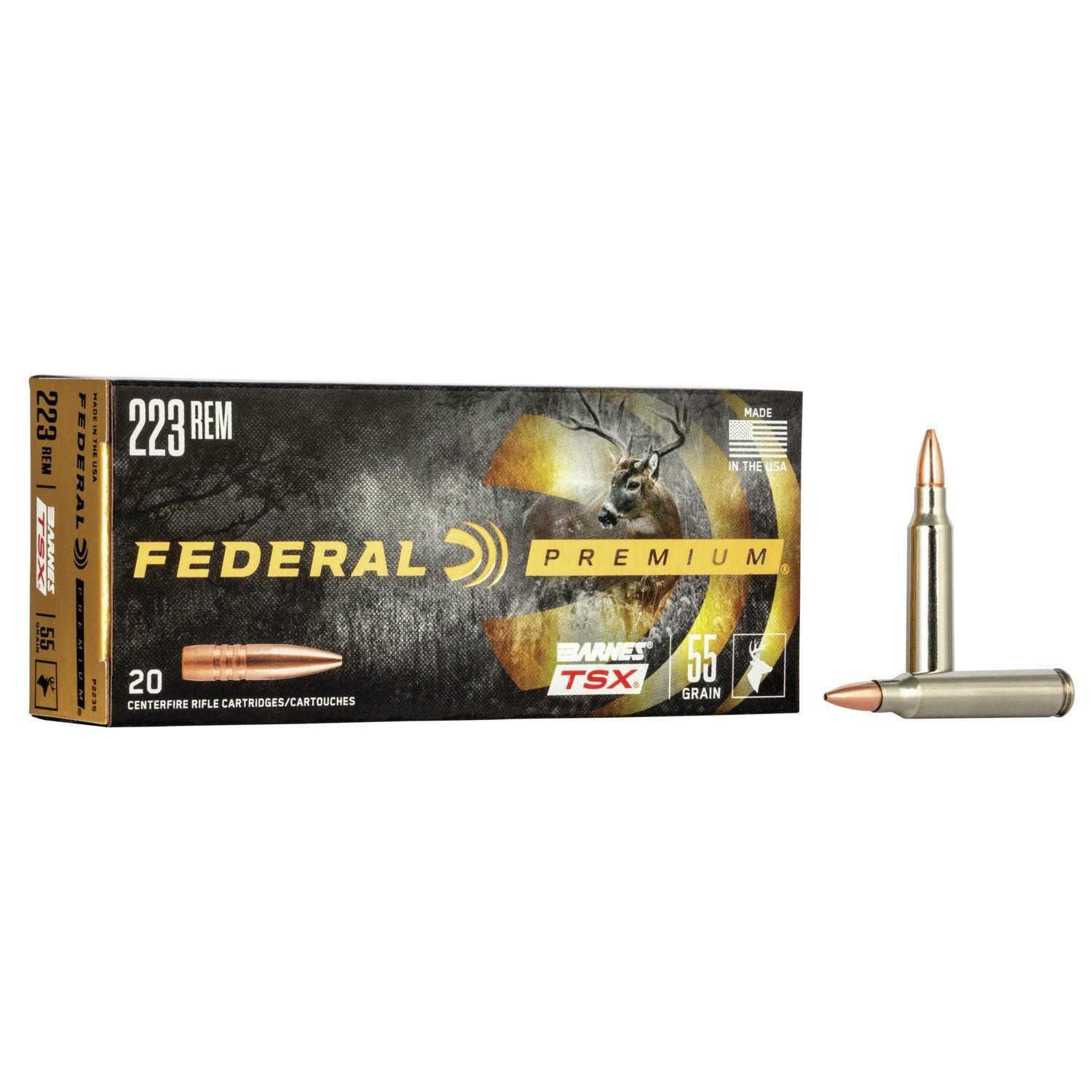 Federal P223S Premium 223 Rem 55 gr Barnes TSX 20 Per Box/ 10 Cs - Federal Premium Ammunition - 223 Rem
