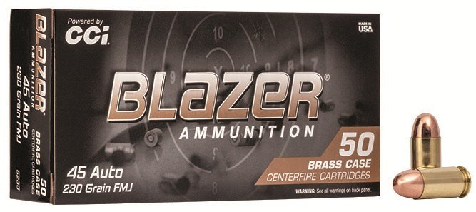 Buy CCI 5230 Blazer Brass Handgun 45 ACP 230 gr Full Metal Jacket (FMJ) 50 Per Box/ 20 Cs online