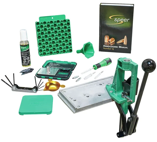 RCBS Partner Reloading Kit-2: Green, Single Stage Press, Digital Scale, Speer Manual, Accessory Handle, Powder Funnel, Hex Key, Deburring Tool, Loading Block, Slick Lube, Primer Tray - RCBS - Multi