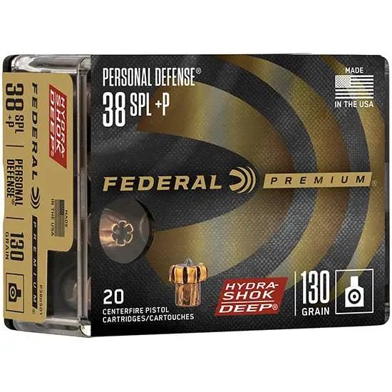 Federal Premium Hydra-Shok Deep 38 Special +P 130 Grain JHP 20 Rounds - Federal Premium Ammunition - 38 Special
