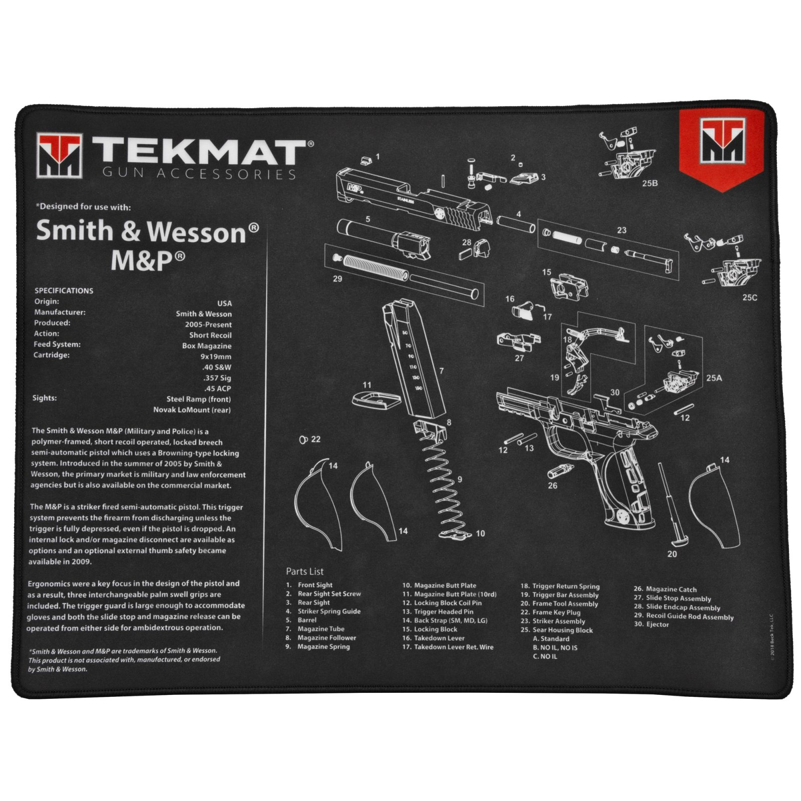 Buy TekMat S&W M&P Ultra 20 1" 15x20 - Stitched Edge, Oil & Water-Resistant online