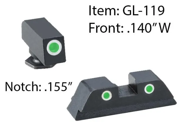 AmeriGlo Classic 3 Dot White Outline Front/Rear Night Sight Set (GL-119) - Ameriglo