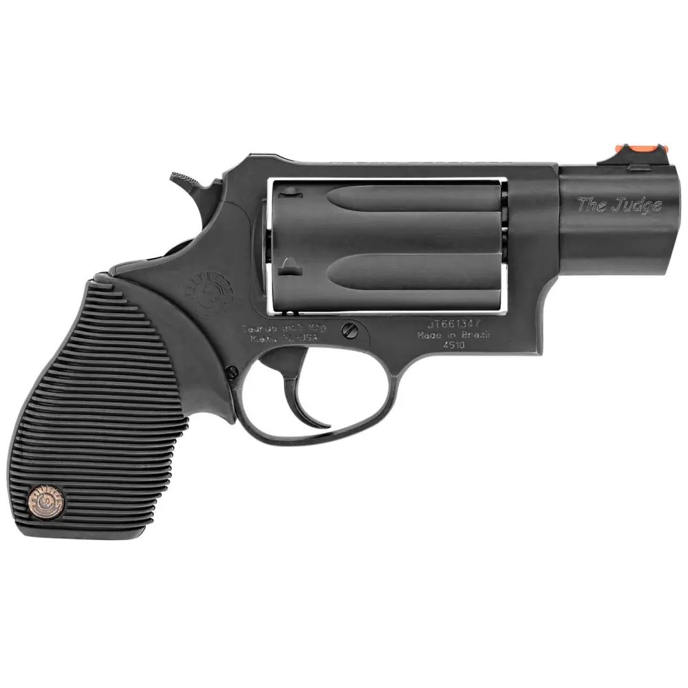 Taurus Judge Public Defender 45-410, Double Action Revolver, 2" Barrel, 5-Round Capacity, Ribber Grip, Matte Black Oxide Finish - Taurus International Manufacturing, Inc. - 410 Bore | 45 Colt