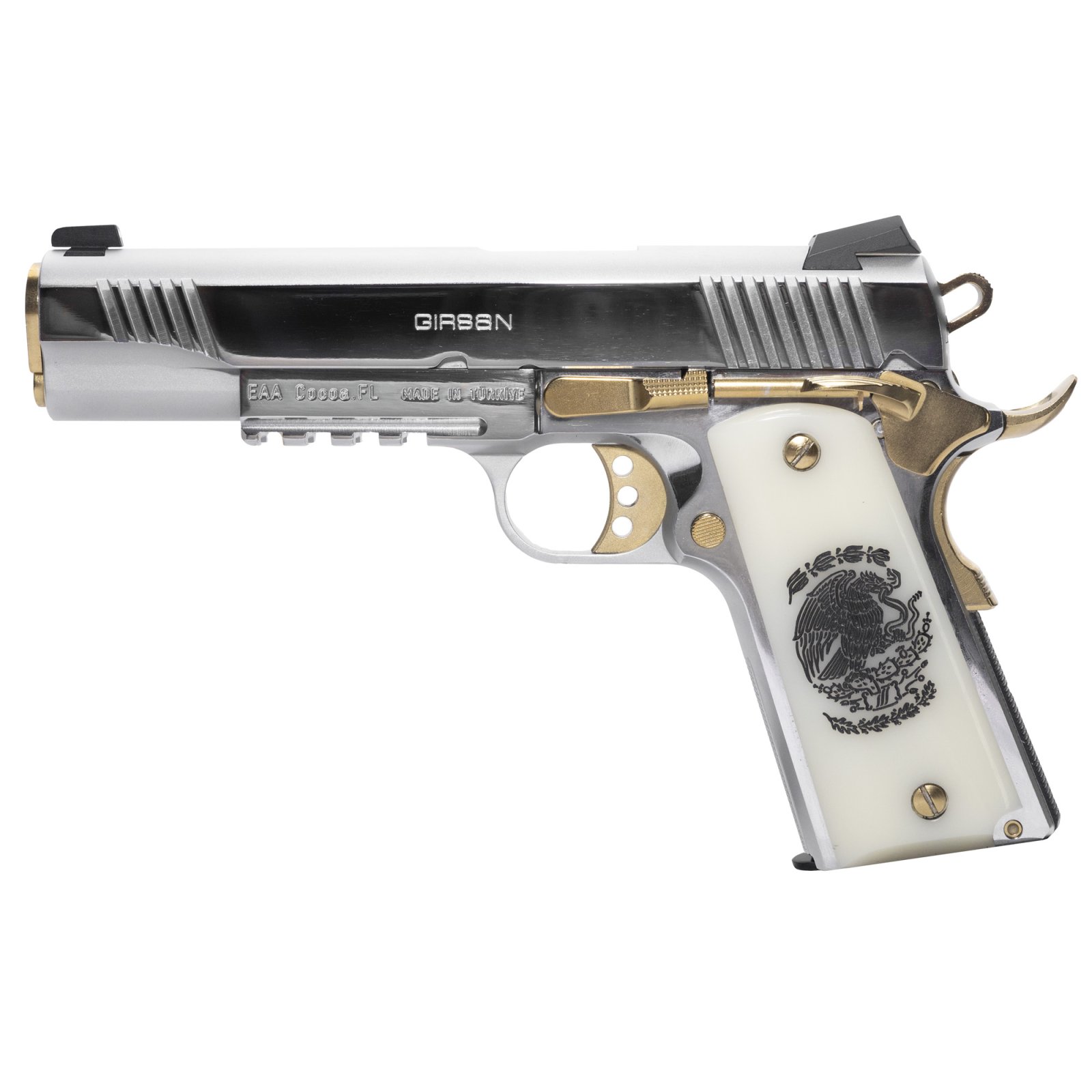 Buy EAA GIRSAN MC1911 LIB2 38SUP 9+1 5" Titanium Nitrate Gold & Chrome online
