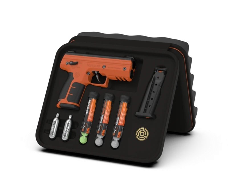 Byrna SK68300ORNKINETIC SD Kinetic Kit .68 Cal CO2 Orange/Black Grip - Byrna Technologies - .68 CALIBER