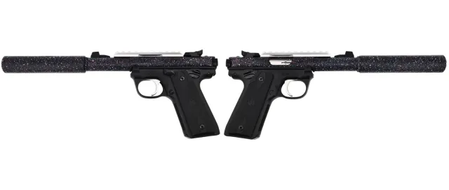 RUGER MARK IV 22/45 22LR PISTOL 4.4" T.B. SPLATTER 2-10RD MAGS