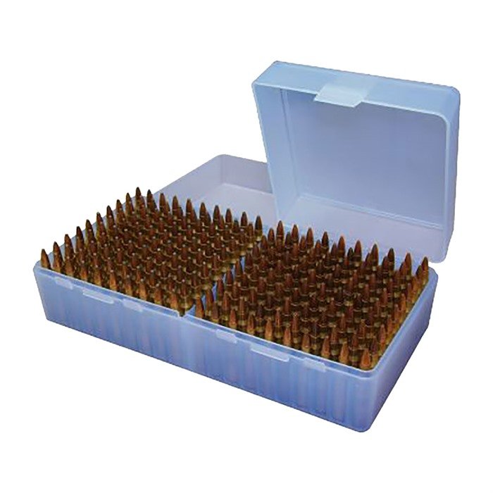 MTM Case-Gard P-200 Series Flip Top Ammo Box 204 Ruger/.223 Rem and Similar Holds 200 Rounds Clear Blue - MTM Case-Gard - 223 REMINGTON