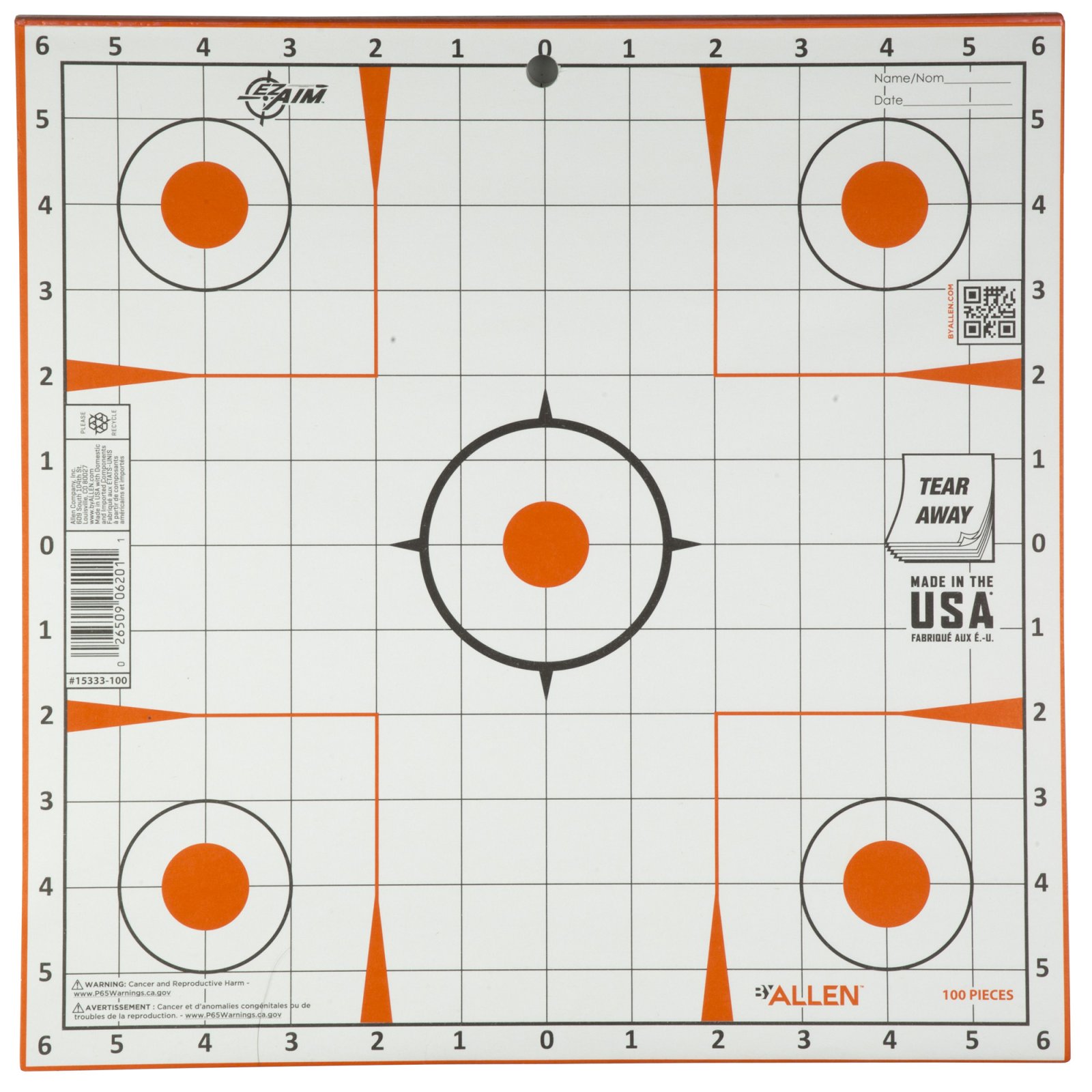 Allen EZ Aim 15333-100 12x12 Inch Target 100 Pack Self-Adhesive - Allen Company