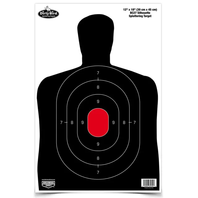 Birchwood Casey Dirty Bird BC-27 Silhouette Tagboard Hanging Pistol 12" x 18" Black/White 8 Per Pkg - Birchwood Casey - 12" X 18"
