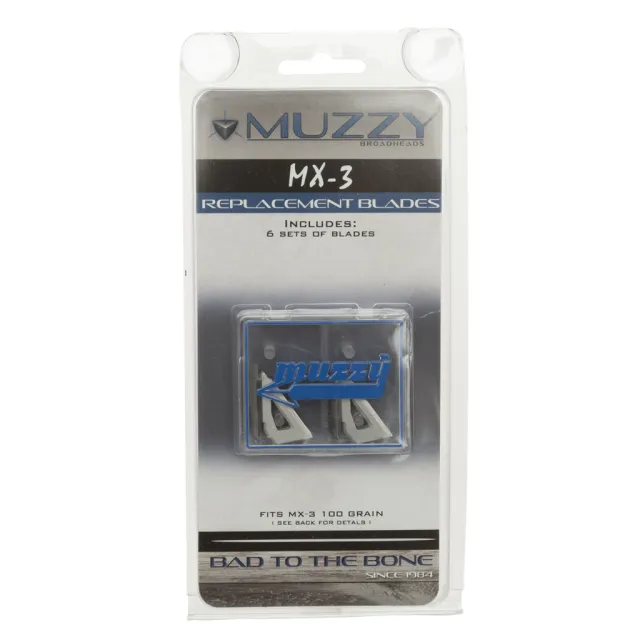 Muzzy 320MX3 Steel Replacement Blades, MX-3 100gr, 9pk - Silver, 3 Blade Broadhead Accessory - Muzzy