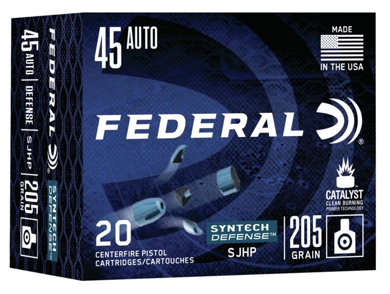 Buy Federal S45SJT1 Syntech Defense 45ACP 205gr Segmented Jacketed Hollow... online