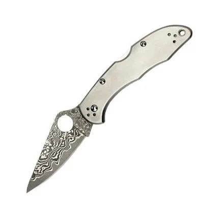 Buy Spyderco C11TIPD Delica 4 Titanium Damascus Plain Edge Knife online