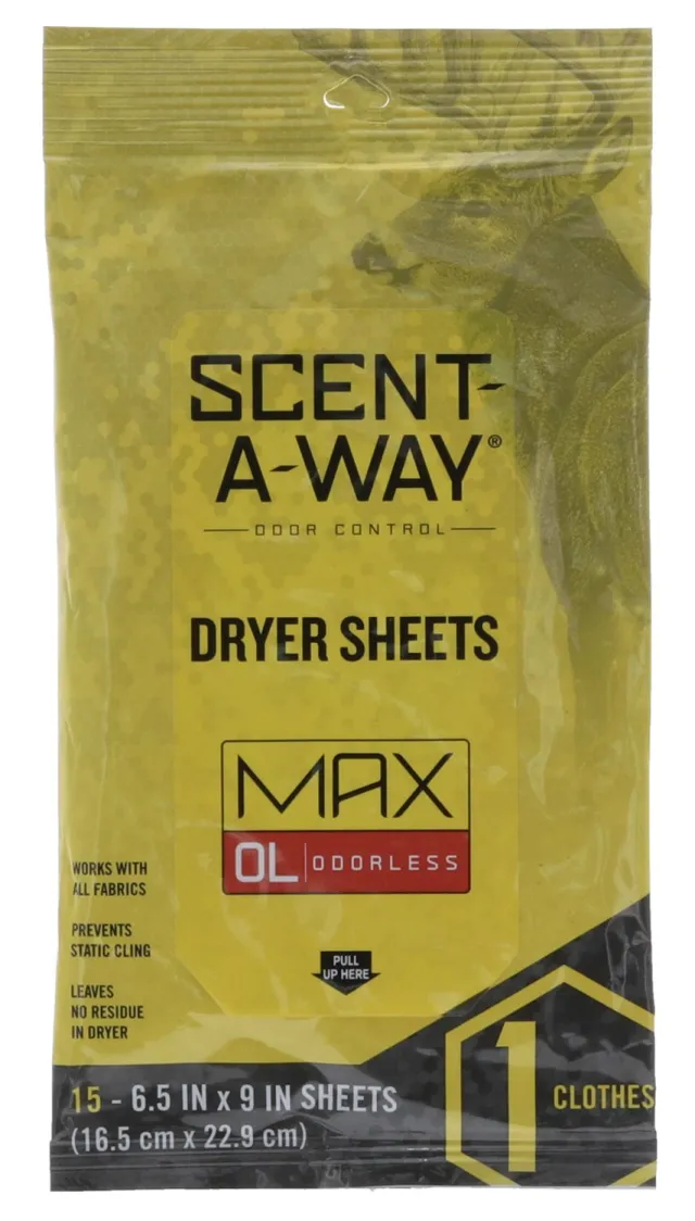Hunter's Specialties Scent-A-Way Max Odorless Dryer Sheets 15 Pack - GSM Outdoors