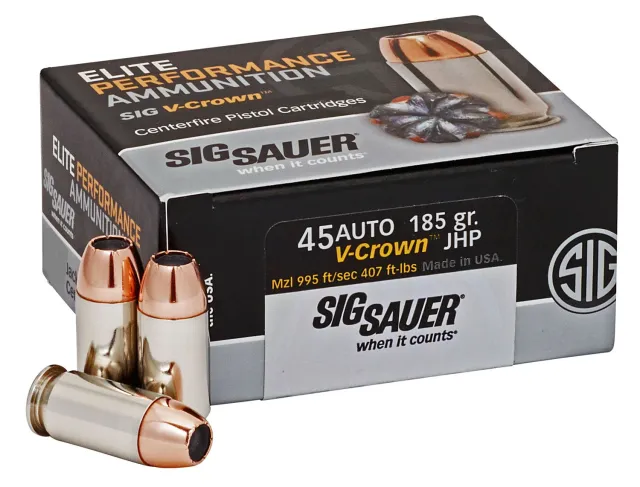 Sig Sauer Elite V-Crown .45 ACP 185 gr JHP Ammo - Sig Sauer - 45 ACP