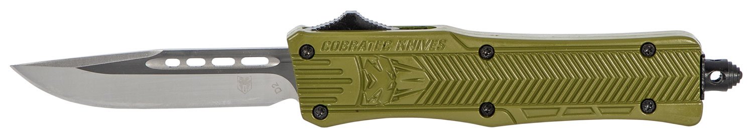 CobraTec CTK-1 SODCTK1SDNS 2.75" D2 OTF Knife OD Green Aluminum Handle - CobraTec Knives