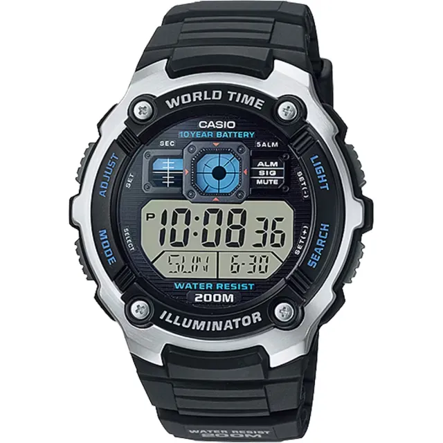 Casio Classic World Time Digital Watch 200M Water-Resistant