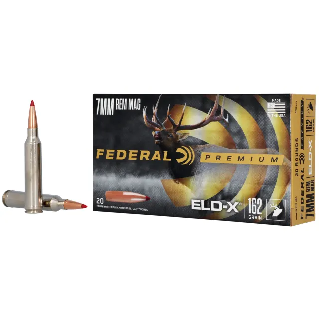 Federal P7RELDX1 7mm Rem Mag 162gr ELD-X Bullet, High Ballistic Coefficient, Dynamic Expansion, 20-Pack