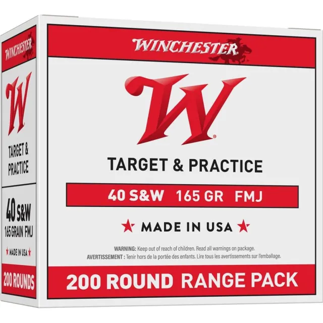 Winchester USA40W 40 S&W Full Metal Jacket 165 Grain 200 Rounds - Winchester - 40 S&W