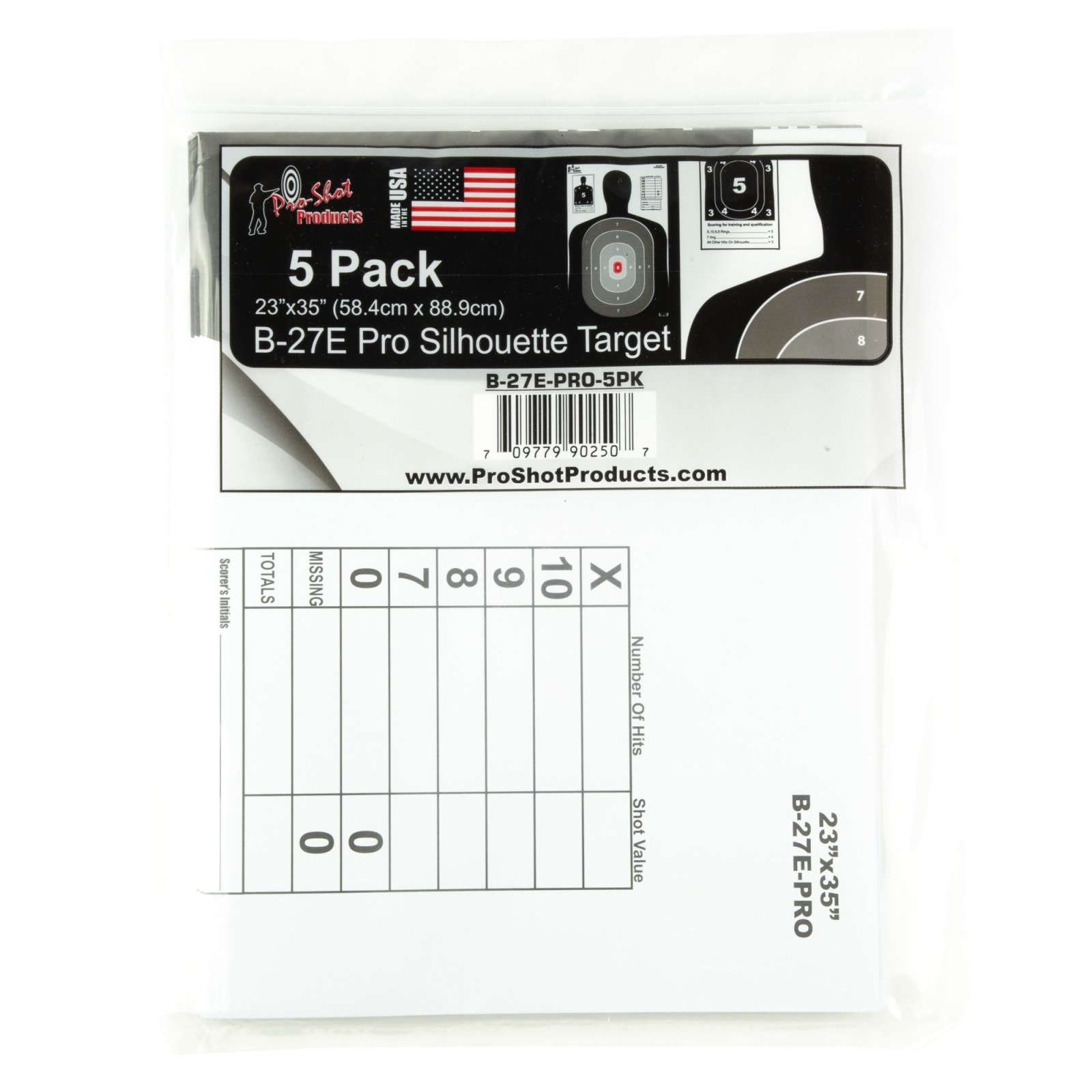 Buy ProShot 23IN X 35IN B27 SILHOUETTE TARGET- PRO RED CENTER 5 PACK online