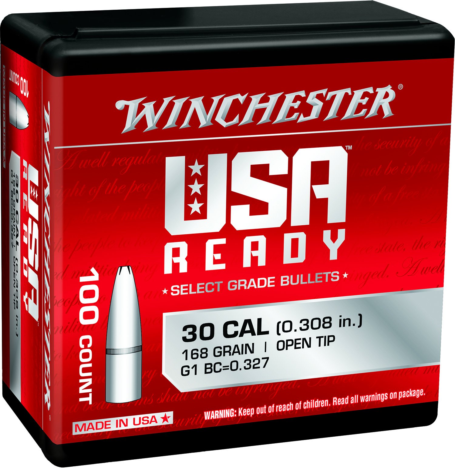 Winchester WBR30168 Centerfire Rifle 308 Win 168 gr Open Tip 100 Box - Winchester - 30 CALIBER