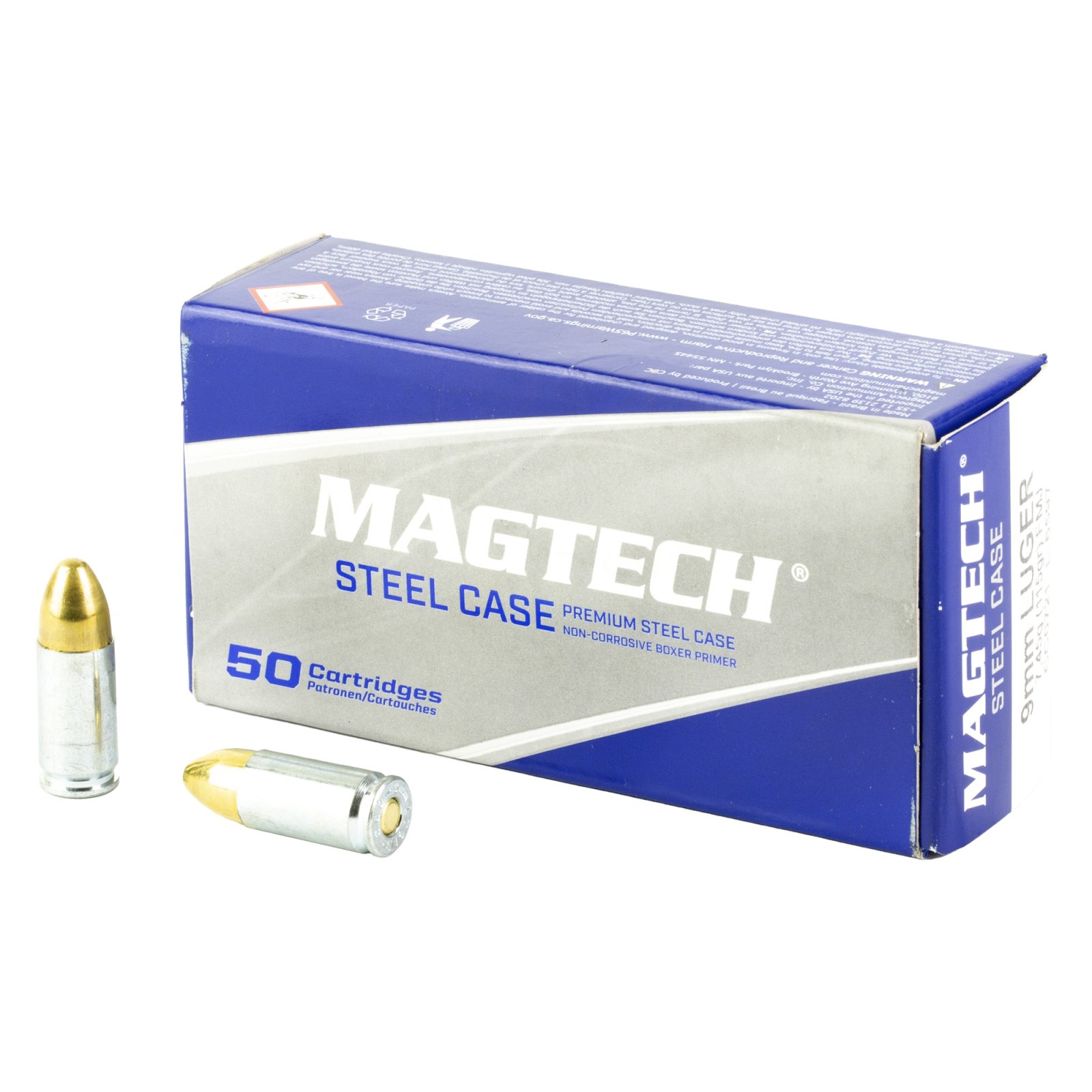 Buy Magtech 9AS 9mm Luger Ammo 115gr FMJ Steel Case 50 Rounds online