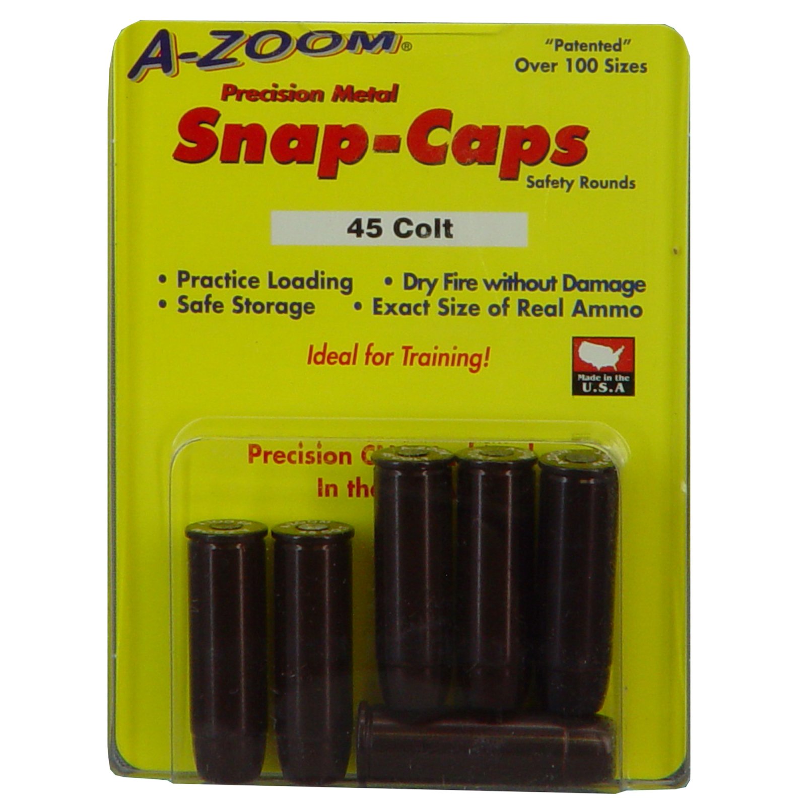 A-Zoom 16124 Aluminum Snap Caps, 45 Colt Caliber, Revolver Dry Firing Practice, 6-Pack - A-Zoom - 45 COLT (LC)