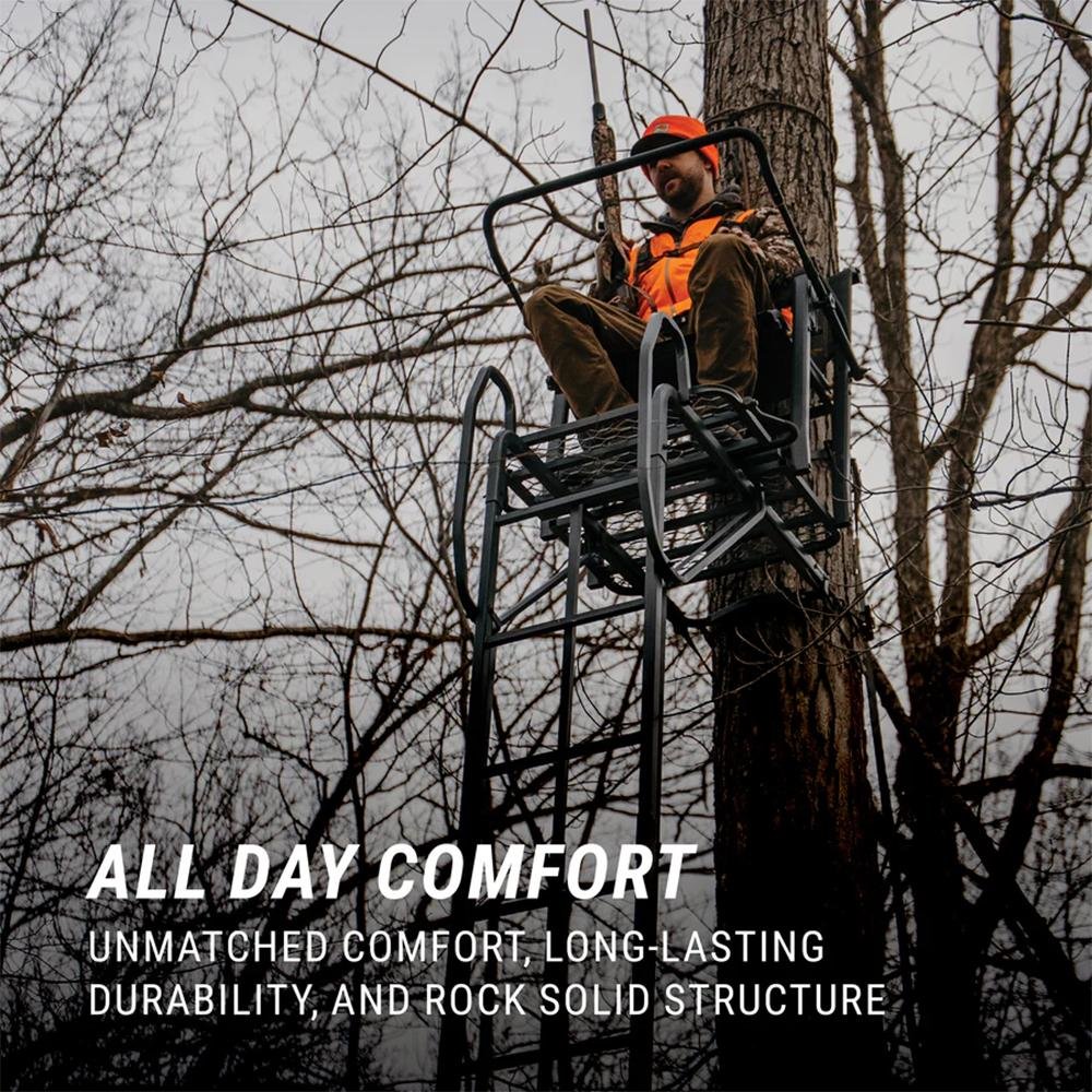River's Edge Lockdown 1-Man Ladder Tree Stand 21ft Wide - Ardisam (River's Edge/ Barronett Blinds)