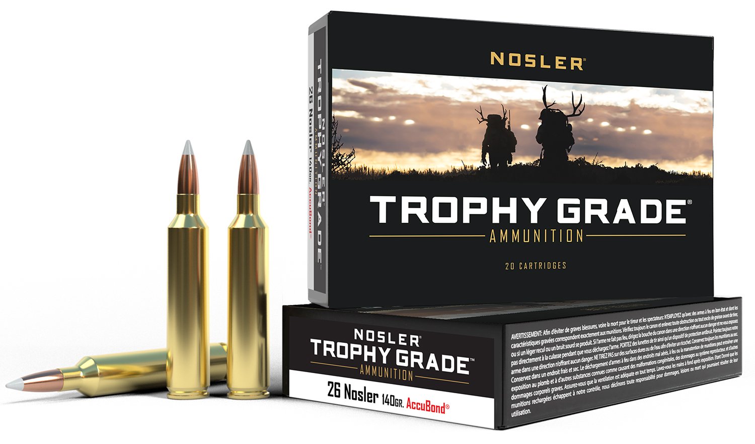 Nosler Trophy Grade .26 Nosler 140 Grain AccuBond Rifle Ammo 20 Rounds - Nosler - 26 Nosler