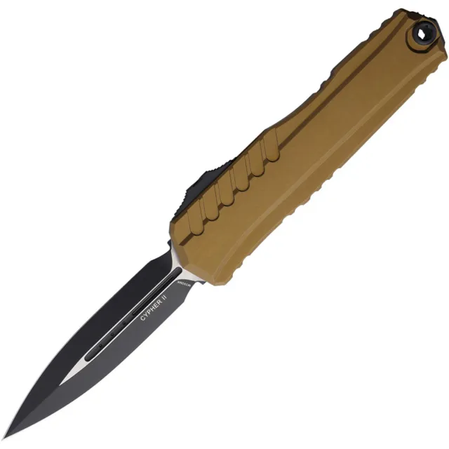 Microtech Cypher II 3.59 In D/E Black Tan Aluminum Handle - MICROTECH