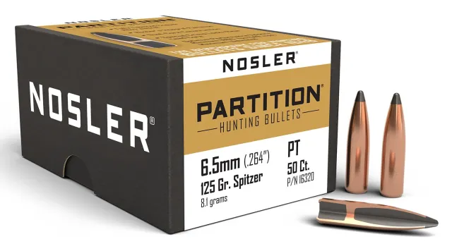 Nosler 16320 Partition Hunting 6.5 Creedmoor .264 125 gr Spitzer 50 Per Box - Nosler - .264