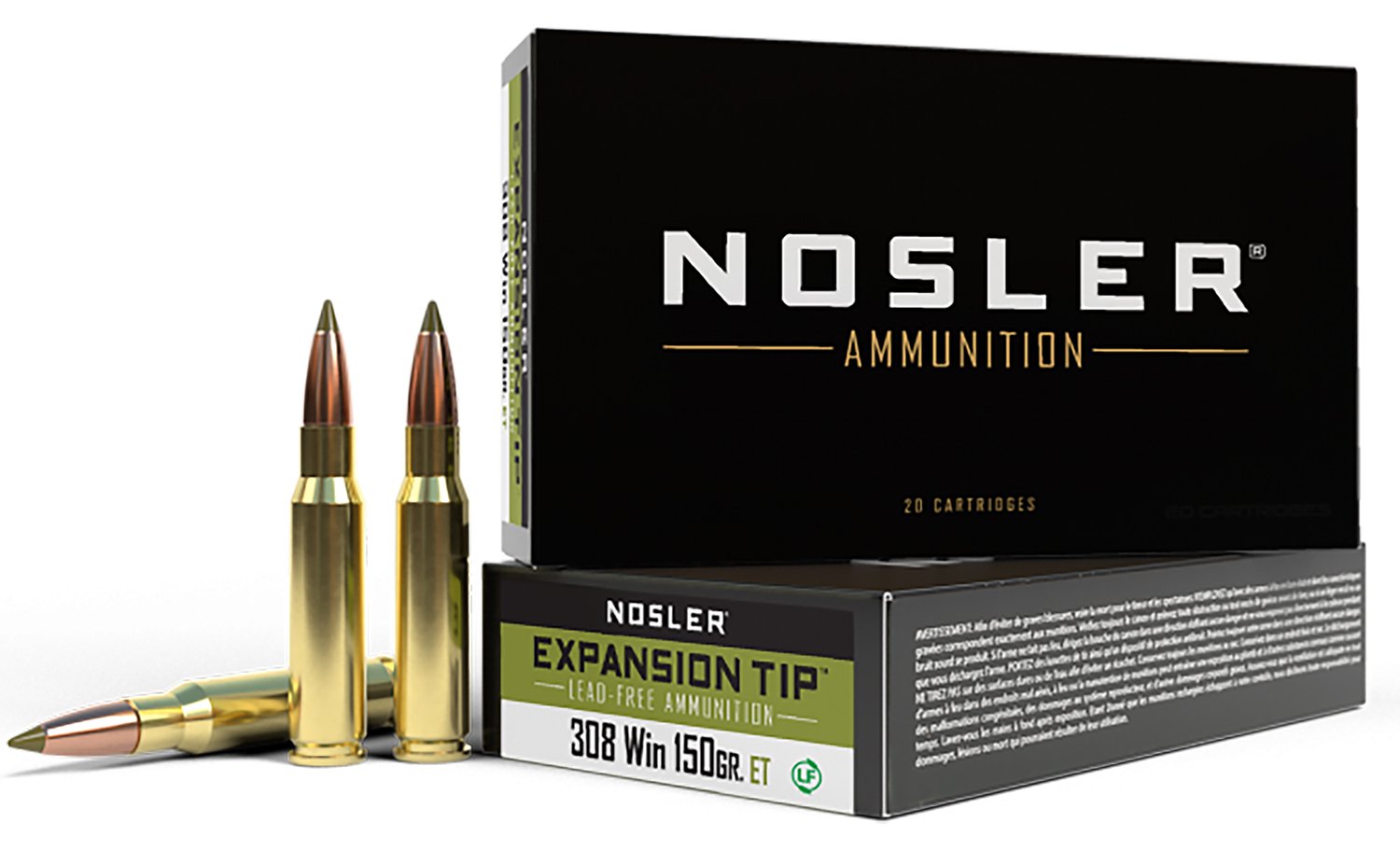 Nosler 40034 308 Win 150 gr E-Tip Lead-Free Ammo 20 Rounds - Nosler - 308 Win