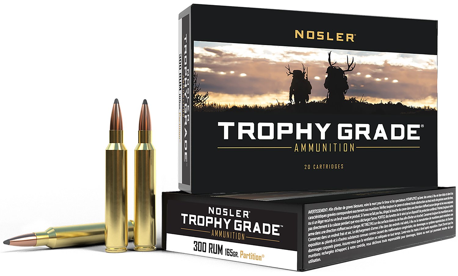Nosler 60064 Trophy Grade 300RUM 165gr Spitzer Partition 20 Per Box/10 Case - Nosler - 300 RUM