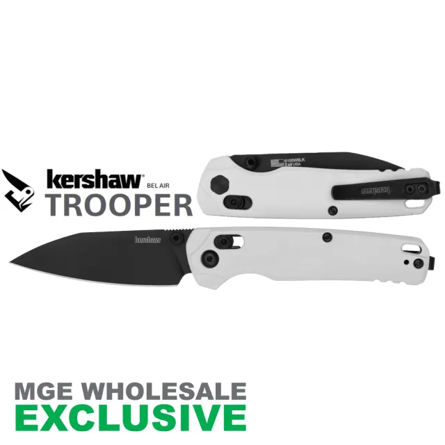KERSHAW BEL AIR TROOPER WHITE HANDLE BLACK BLADE MGE Exclusive - Kershaw