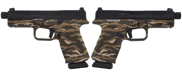 RUGER RXM THREADED 9MM PISTOL 4.5" BBL OD GREEN TIGER STRIPE MAGPUL EHG, O.R. 2-15RD MAGS - RUGER