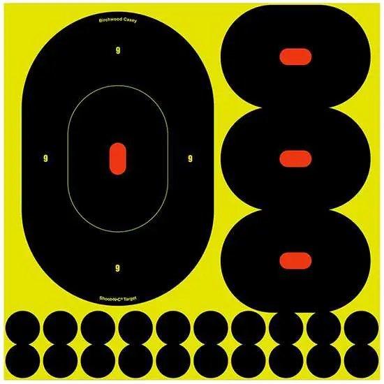 Birchwood Casey 34905 Shoot-N-C Self-Adhesive Paper Handgun Black/Yellow Silhouette Includes Pasters 5 Pack - Birchwood Casey