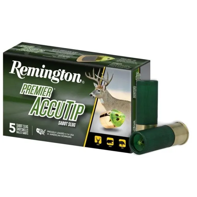 Remington Ammunition 20731 Premier AccuTip Hunting 12 Gauge 3" Sabot Slug Shot 5 Per Box/ 20 Cs - Remington Arms Company, LLC - 12 Gauge