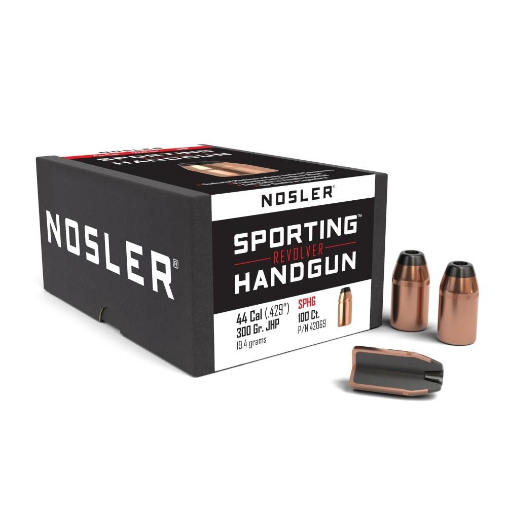 Nosler .44 Caliber 300gr JHP Handgun Bullet, Jacketed Hollow Point, 100 Pack, USA Origin - Nosler - 44 CALIBER