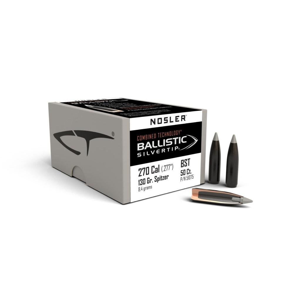 Nosler NOS 51075 Ballistic Silvertip .270 Cal 130gr Spitzer 50ct - Nosler - 270 CALIBER