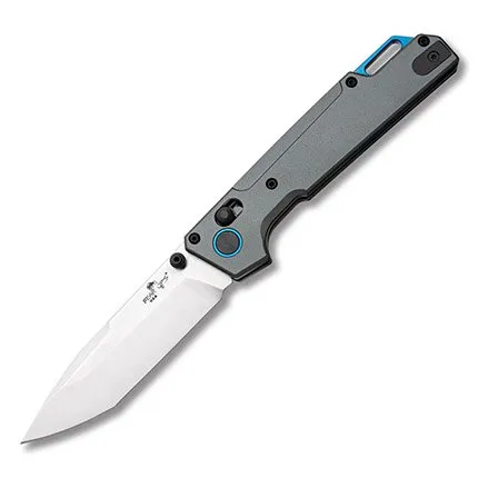 BEAR NEKAMA FOLD 3.25" TANTO PLAIN GRAY BEAR OPS NEKAMA I GRAY & BLUE ALUMINUM HANDLE 14C28N SATIN MODIFIED TANTO BLADE BEAR OPS - Made in the USA with USA manufactured parts, Materials and Workforce. - Bear Archery