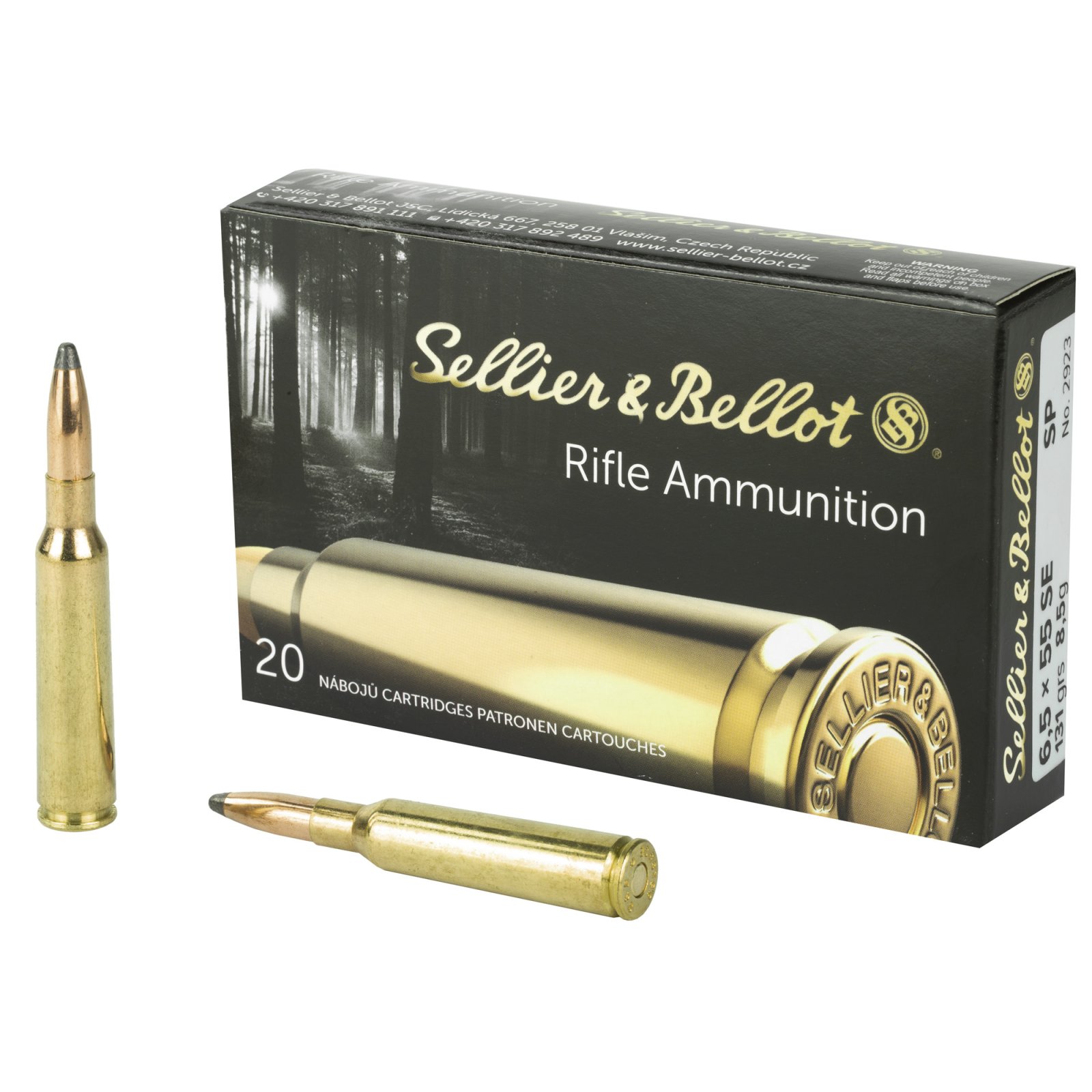Buy Sellier & Bellot SB6555A 6.5x55 Swedish 131gr Soft Point Ammo 20 Rounds online