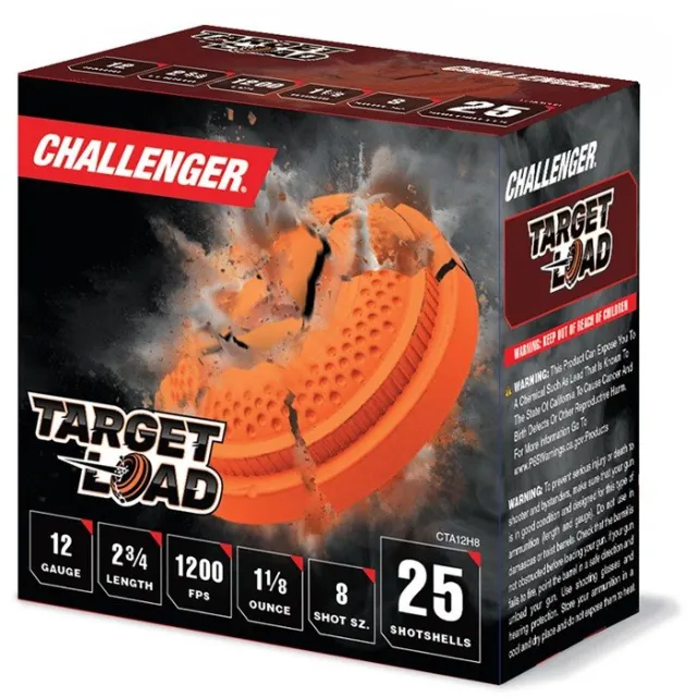 Challenger CTA12H8 12 Gauge 2-3/4" 1-1/8 oz #8 Shot Ammo 250/Case