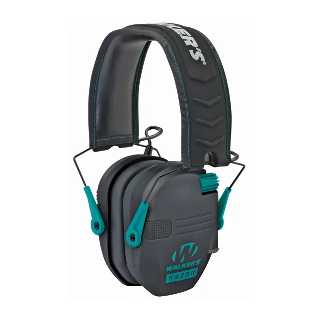Walker's Razor Slim Shooter Folding Electronic Muffs Teal - Walker's