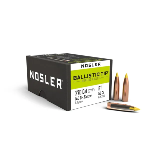 Nosler Ballistic Tip Hunting Bullets .270 Cal. 140 gr. Spitzer Point 50 pk. - Nosler - 270 CALIBER