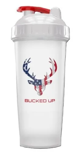 Buy Bucked Up 28oz BPA Free Shaker Bottle White USA Flag Leak Free online