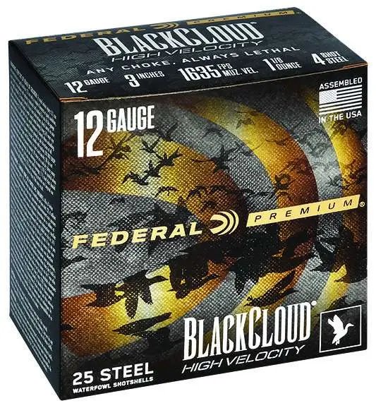 Federal Black Cloud FS 12 Gauge 3 in 1 1/8 oz #4 Shot 1635 fps 25 Rounds - Federal Premium Ammunition - 12 Gauge