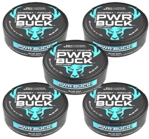 BUCKED UP PWR BUCK ENERGY POUCHES 5 CAN ROLL BLUE - Bucked Up